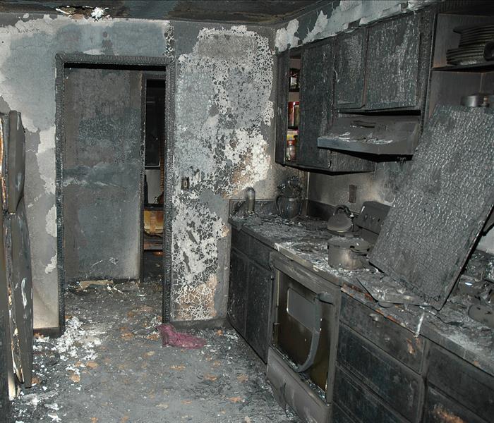 kitchen with fire damage